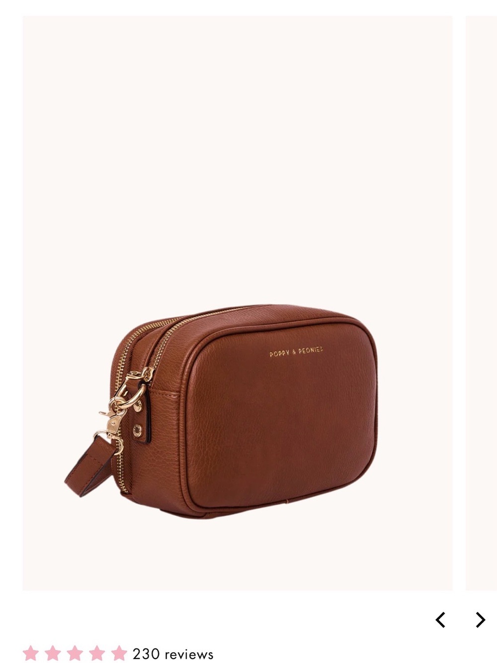 Poppy & Peonies Chestnut Pebbled Leather Crossbody with Gold Hardware